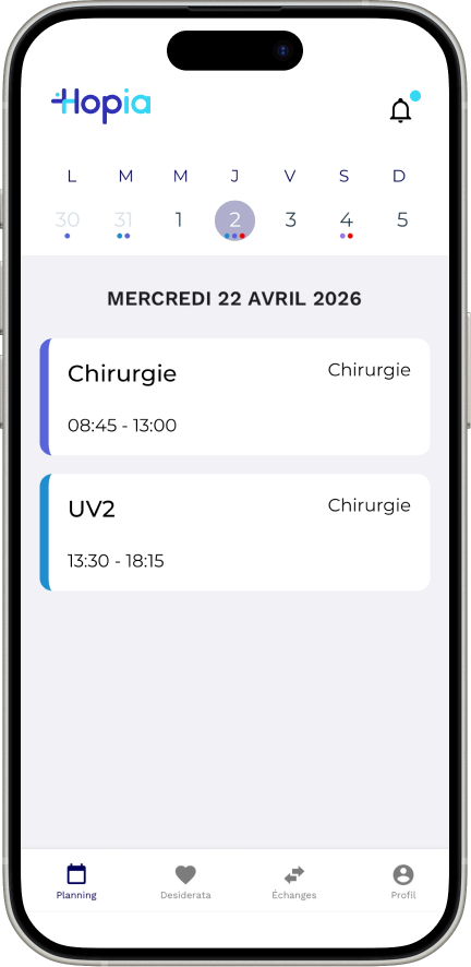 Hopia mobile app, real-time caregiver schedule
